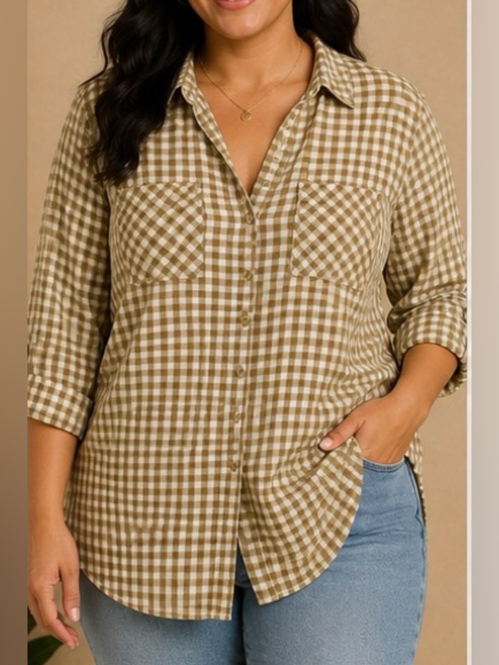 D & Co. Plaid Button-Down Shirt - Size 1X